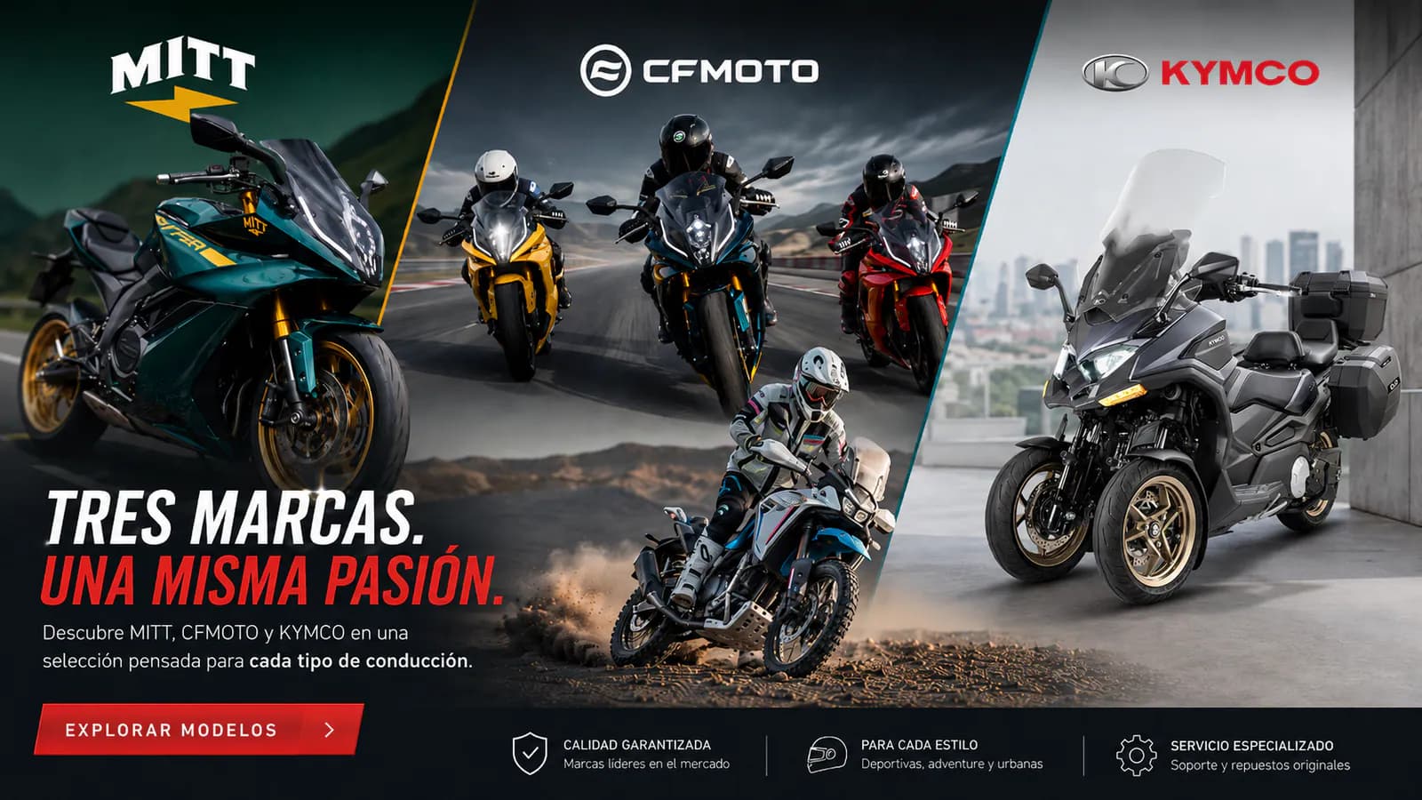 Tres marcas, una misma pasion: MITT, CFMOTO y KYMCO